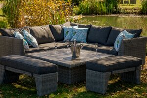 Bermuda Corner Sofa, Table Square & 2 Benches Grey - image 1