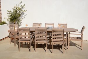 Dining Set Sussex Double Extend Dining Table with 8 Stacking Dining Armchairs