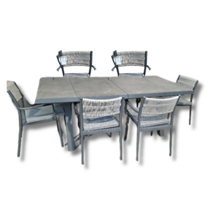 Krion Table and 6 Alvin Chair (Charcoal) Set