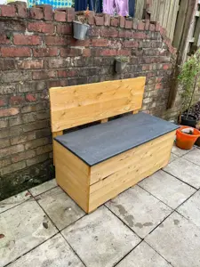 Recycling Storage Two Bag Bench with Back and EDPM Lid
