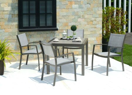 Solana Table Square and 4 Light Chair Dining Set